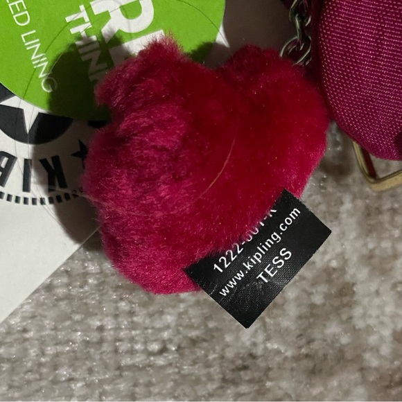 Kipling NWT Barto Rasberry Dream w/TESS Bag Charm - Picture 8 of 11